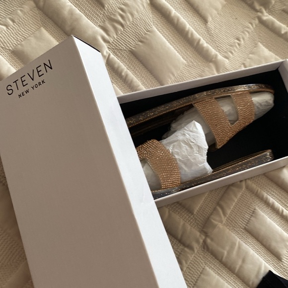 Gold Rhinestone Embellished Slide Sandals - Picture 6 of 6